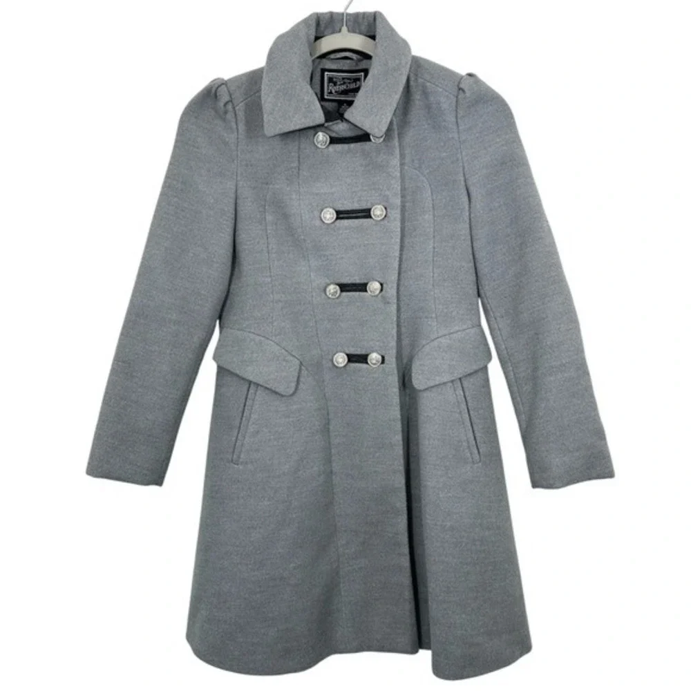 Rothschild Girls Medium Double Breasted Gray Pea Coat‎ Formal Holiday Winter